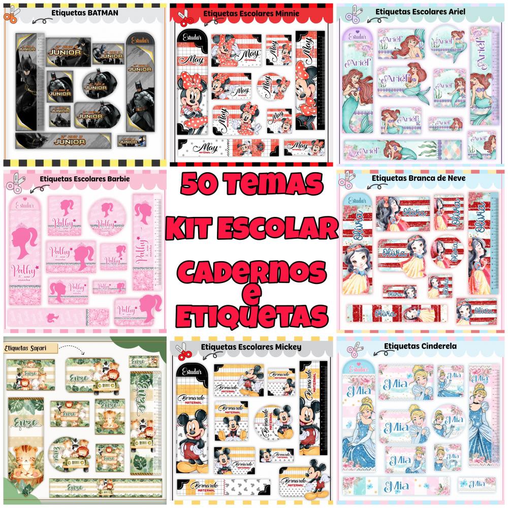 50 Temas Volta às Aulas – Combo Etiquetas Escolares e Encadern