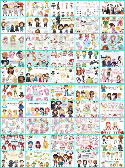 Pacotão 120 Kits Digitais Aquarelados