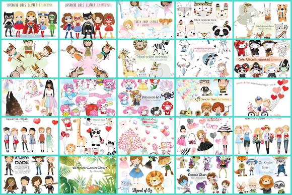 Pacotão 120 Kits Digitais Aquarelados