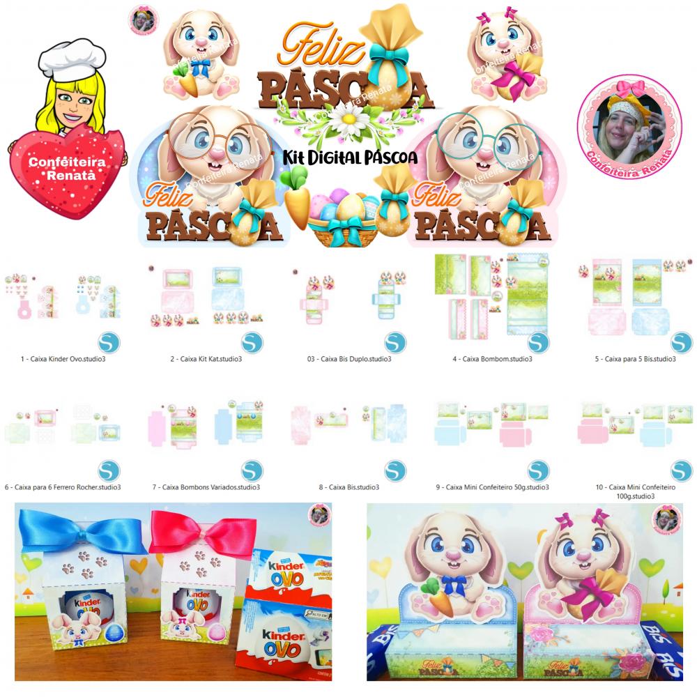 Arquivo de Corte Páscoa para Menina Rosa e para Menino Azul em S