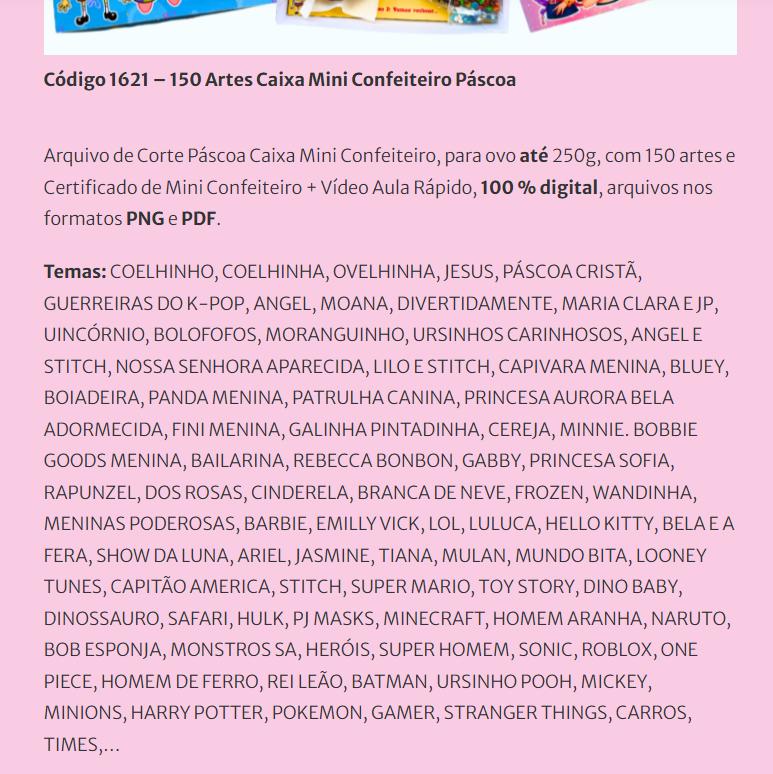 150 Artes – Caixa Mini Confeiteiro para Páscoa Arquivo de Cort