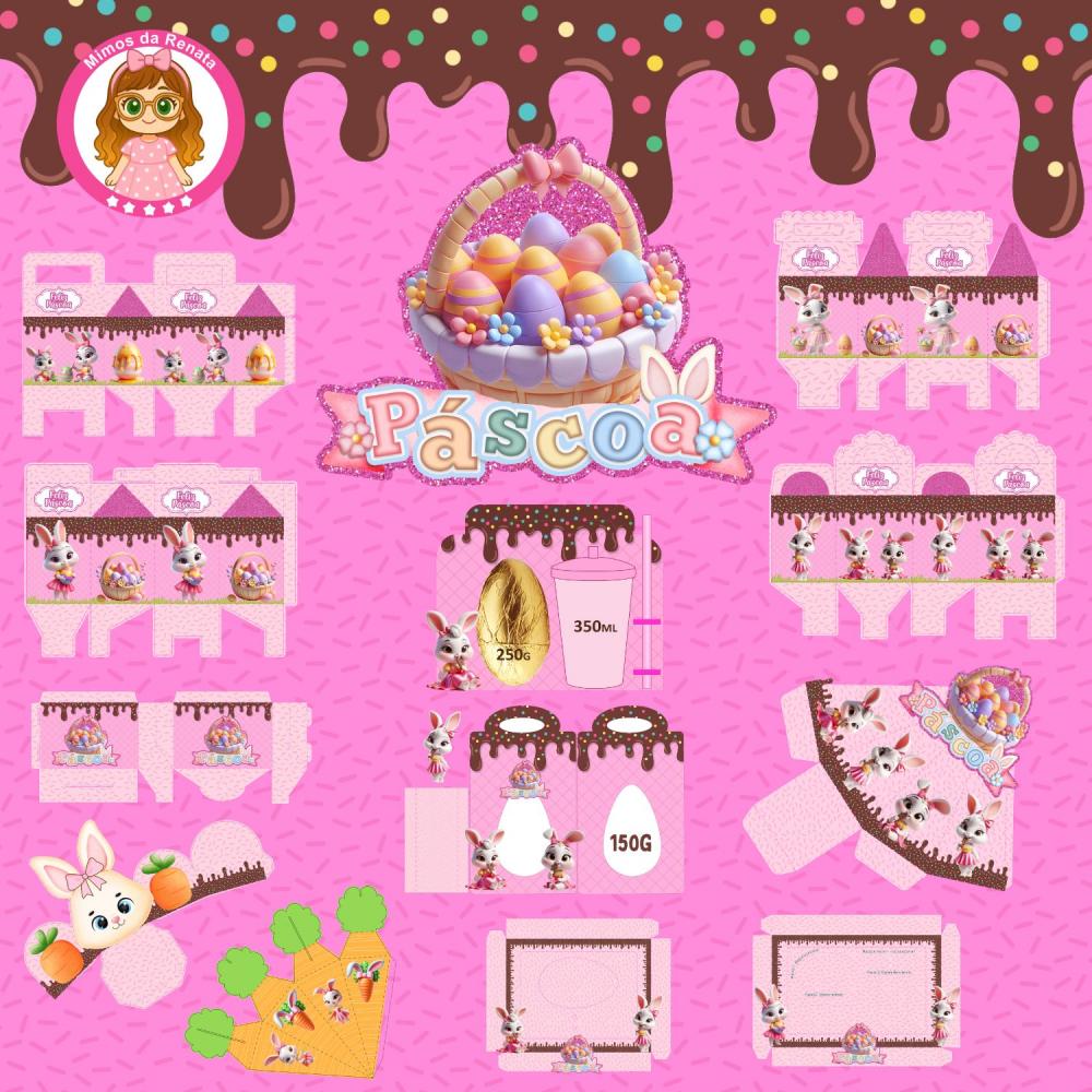 Arquivo de Corte Páscoa Coelhinha em Studio, PDF e PNG