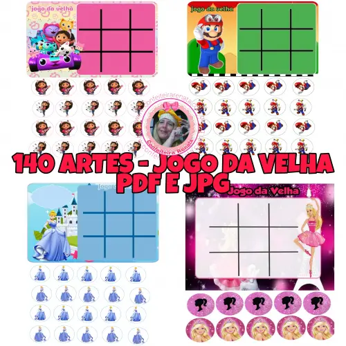 140 Artes – Lembrancinha Jogo da Velha Personalizado Arquivo Digital em JPG e PDF