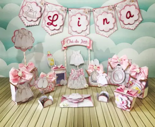 Arquivo de Corte Chá de Bebê Menina em Studio e pdf