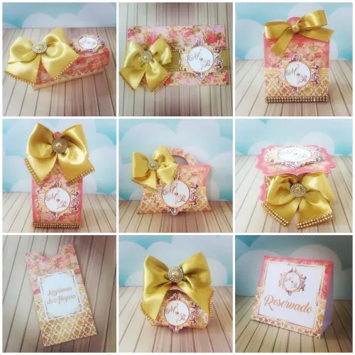 Arquivo de Corte Casamento Rosa e Dourado em Studio e pdf