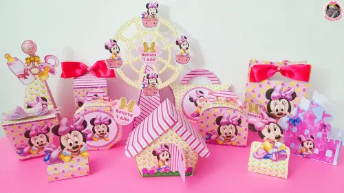 Arquivo de Corte Minnie Baby Rosa em Studio, Pdf, Png e Brinde