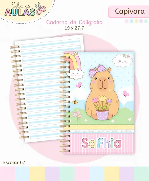 Kit Capivara Menina Volta às Aulas Arquivo Digital em PNG e PDF