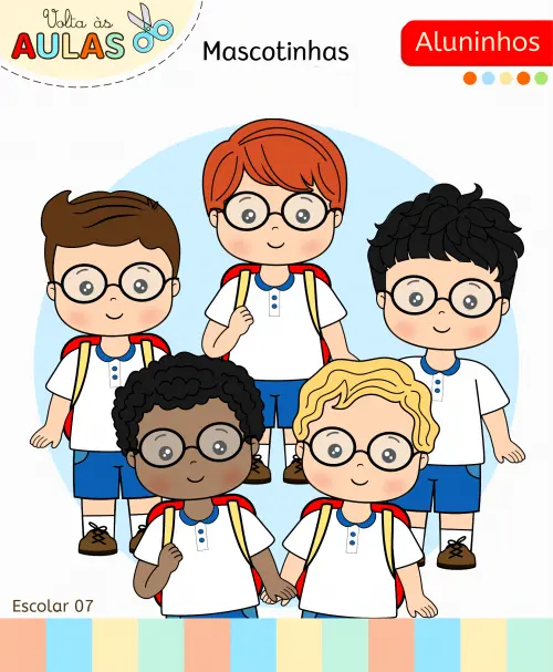 Kit Digital Aluninhos Volta às Aulas Arquivo Digital em PNG e PDF Etiquetas e Encadernação 2026