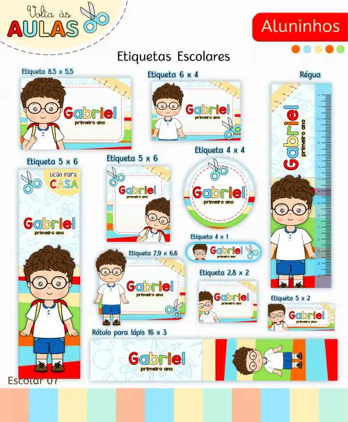 Kit Digital Aluninhos Volta às Aulas Arquivo Digital em PNG e PD