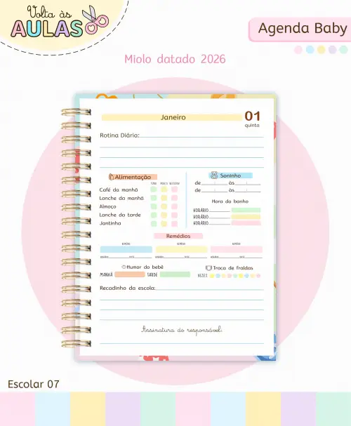 Kit Agenda Baby Arquivo Digital em PNG e PDF