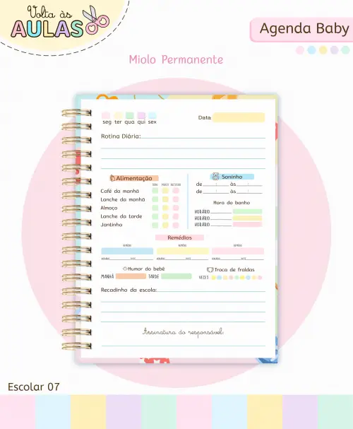 Kit Agenda Baby Arquivo Digital em PNG e PDF