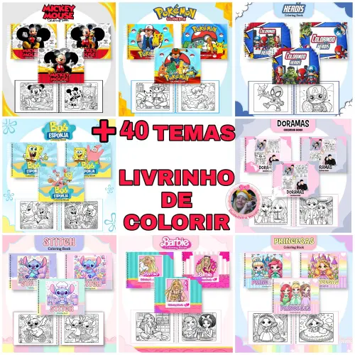 Combo com Mais de 40 Temas de Livros de Colorir Arquivo Digital