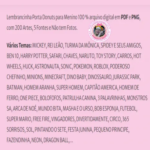 200 Artes – Lembrancinha Porta Donuts para Menino Arquivo Digit