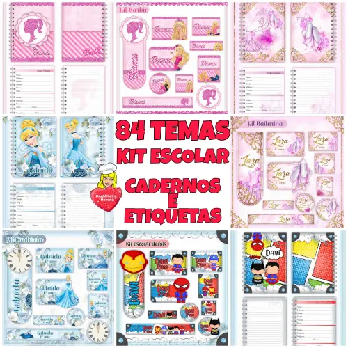 84 Temas Volta às Aulas – Combo Etiquetas Escolares e Cadernos