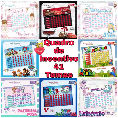 41 Temas – Combo Quadro de Incentivo Infantil 100% Arquivo Digital em Studio