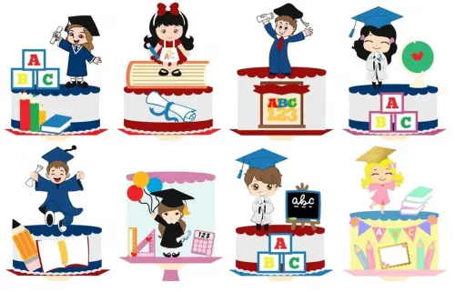 12 Topos de Bolo Formatura Arquivo Digital Silhouette Studio