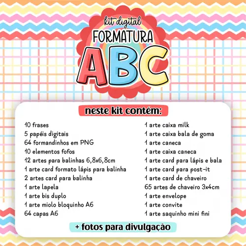 Kit Formatura ABC Arquivo Digital em PNG e PDF