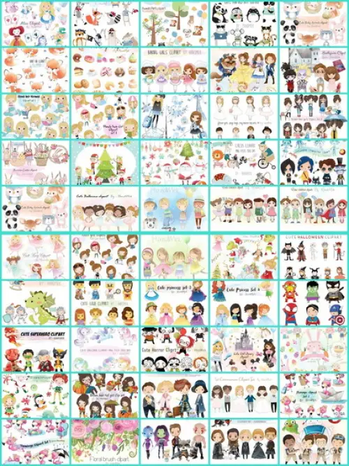 Pacotão 120 Kits Digitais Aquarelados