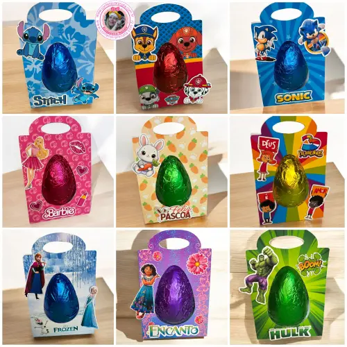 50 Artes – Arquivo de Corte Porta Ovo Inteiro de 250g e 350g em PNG e PDF / Caixa Ovo de Páscoa