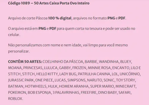 50 Artes – Arquivo de Corte Porta Ovo Inteiro de 250g e 350g em