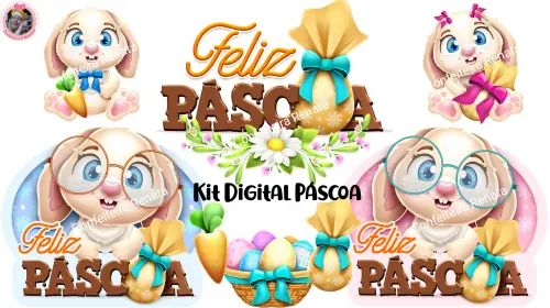 Arquivo de Corte Páscoa para Menina Rosa e para Menino Azul em S