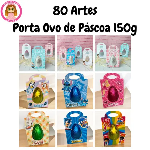 80 Artes – Arquivo de Corte Páscoa Porta Ovo de Páscoa 150g em PNG e PDF