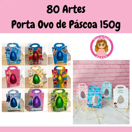 80 Artes – Arquivo de Corte Páscoa Porta Ovo de Páscoa 150g e