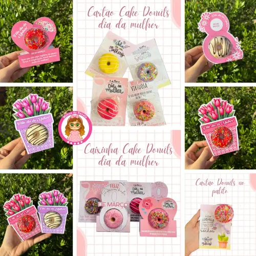 35 Artes – Lembrancinha Donuts Dia das Mulheres Arquivo de Corte em PDF e PNG