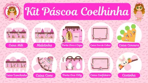Arquivo de Corte Páscoa Coelhinha em Studio, PDF e PNG