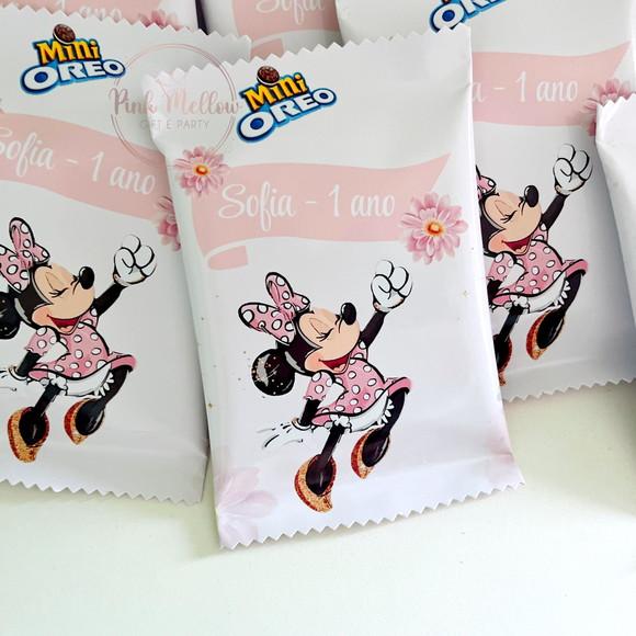 10 Mini Oreo Personalizado - Lembrancinha Minnie Rosa