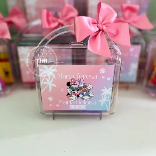 10 Lembrancinha Minnie Rosa - Maletinha Personalizada
