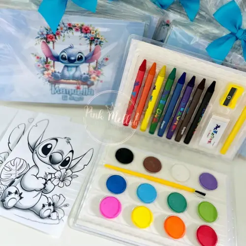 10 Lembrancinha Stitch - Estojo de Colorir
