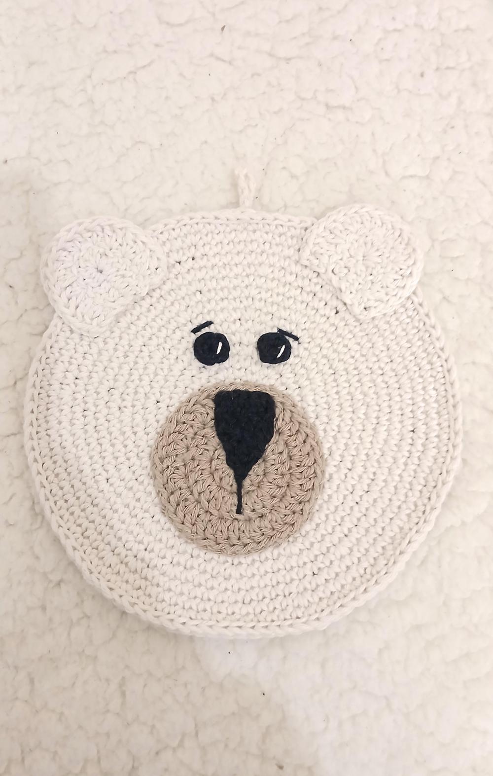Enfeite Ursinho de Parede Crochê - Decoração Infantil Bebê