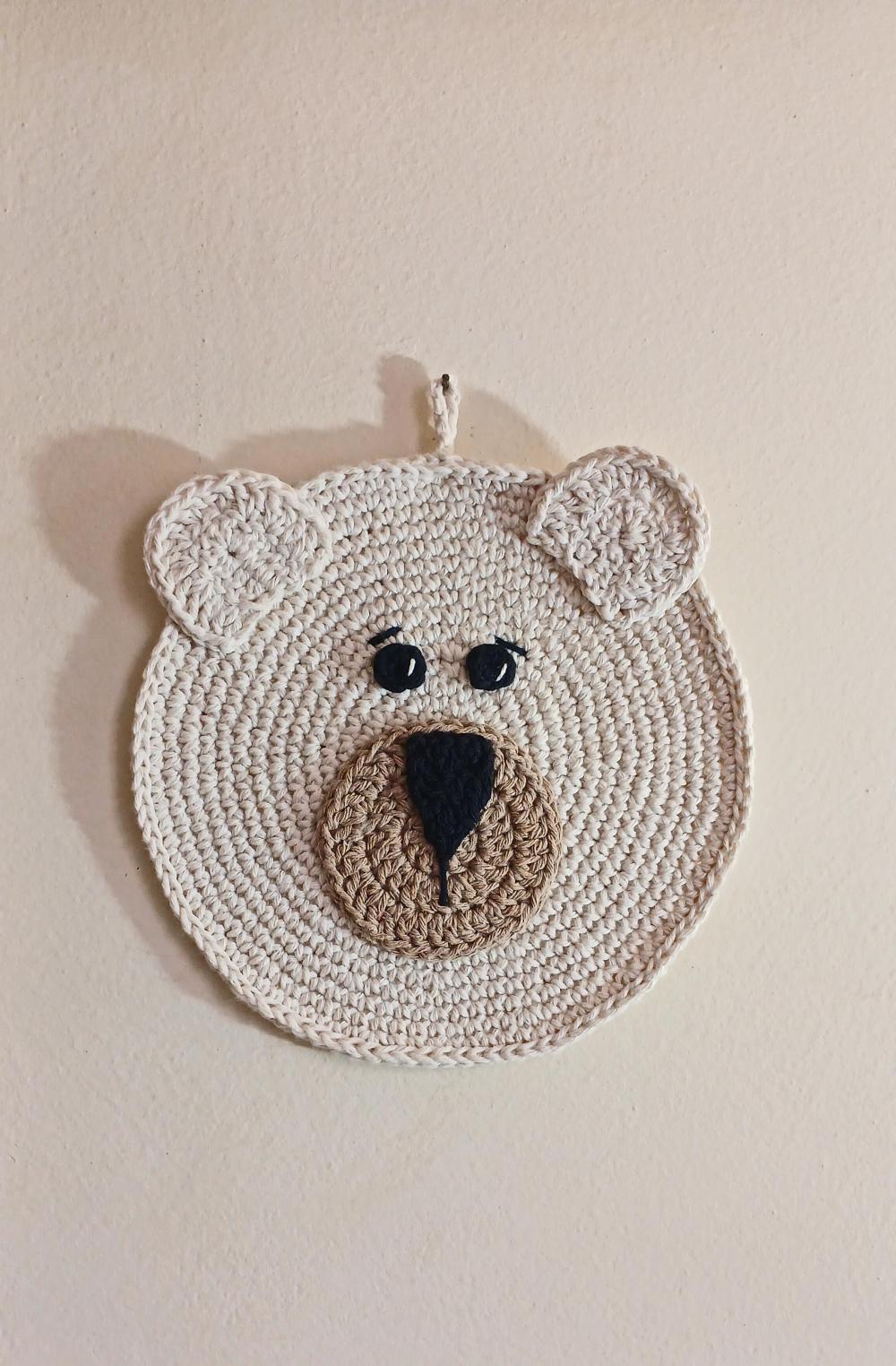 Enfeite Ursinho de Parede Crochê - Decoração Infantil Bebê