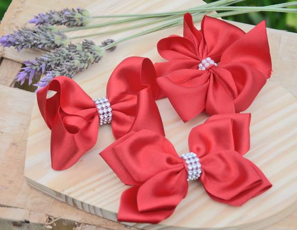 Kit 3 Laços de Cabelo Cor Vermelho