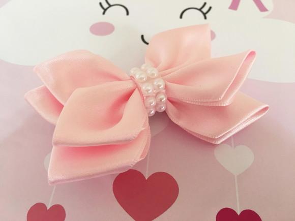 Kit 5 Laços Menina na Presilha Cor Rosa Bebê