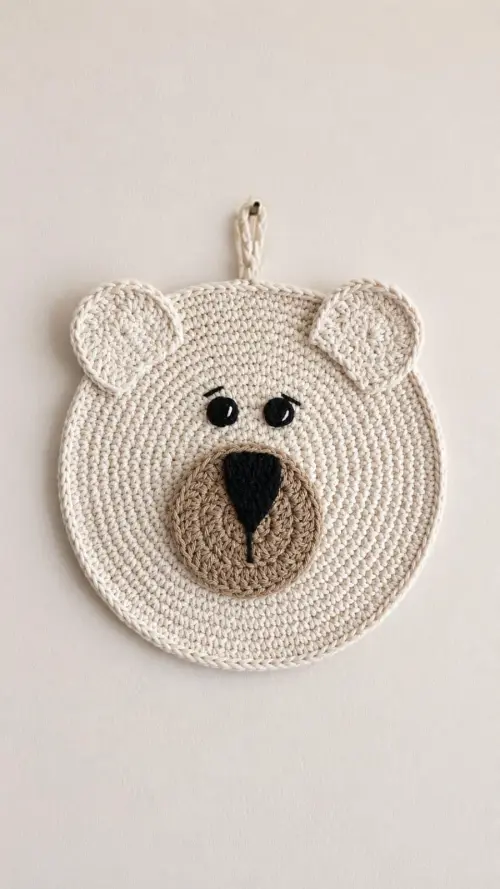 Enfeite Ursinho de Parede Crochê - Decoração Infantil Bebê
