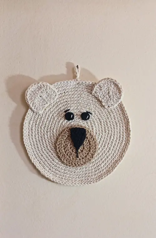 Enfeite Ursinho de Parede Crochê - Decoração Infantil Bebê