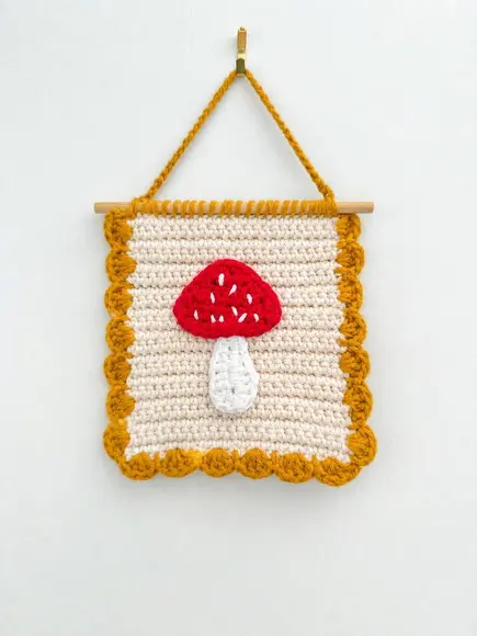 Flâmula de Crochê com Cogumelo - Decoração Infantil