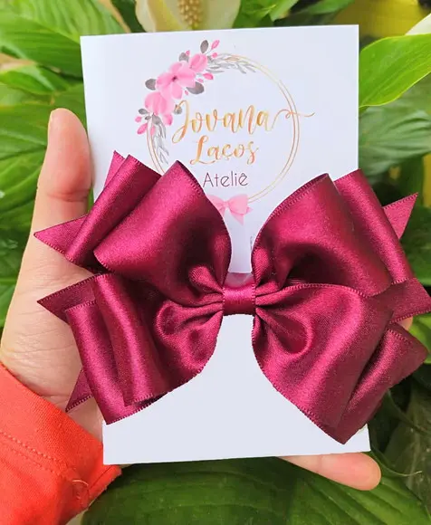Kit 2 Laços de Menina Boutique Cor Marsala