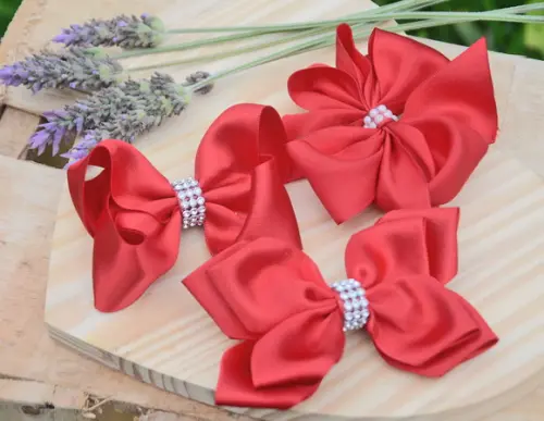 Kit 3 Laços de Cabelo Cor Vermelho
