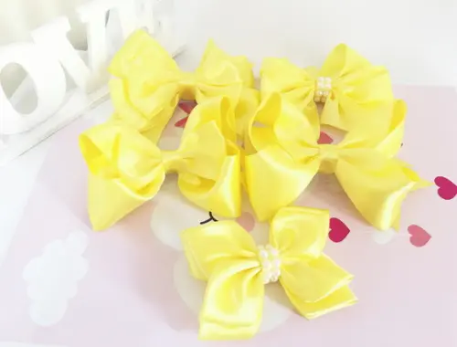 Kit Laços Menina na Presilha Cor Amarelo
