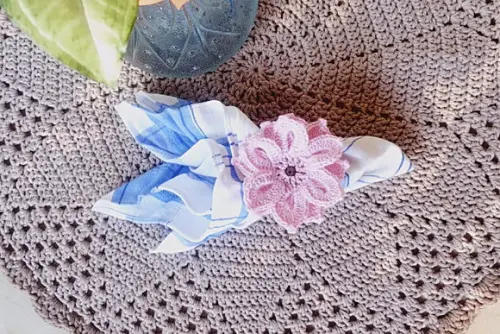 Porta Guardanapo Flor Crochê Rosa Bebê