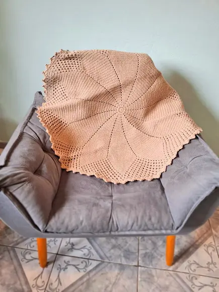 Toalha de Crochê Redonda / Toalha de Crochê 85cm