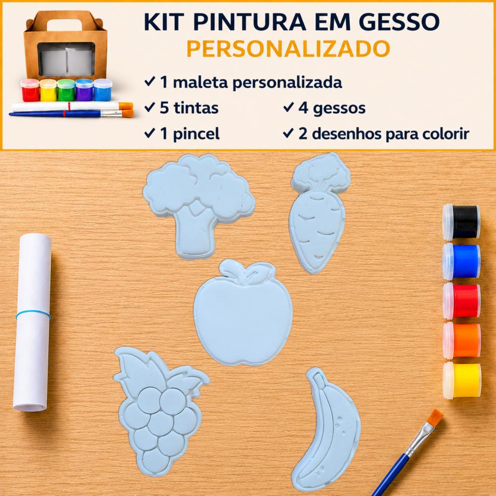 KIT PINTURA EM GESSO PERSONALIZADO FRUTAS E LEGUMES lembrancinha
