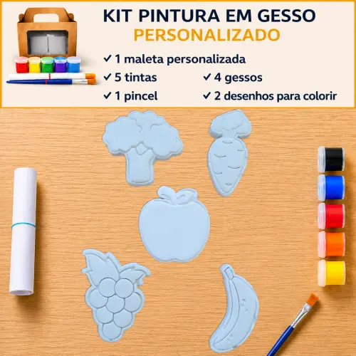 KIT PINTURA EM GESSO PERSONALIZADO FRUTAS E LEGUMES lembrancinha