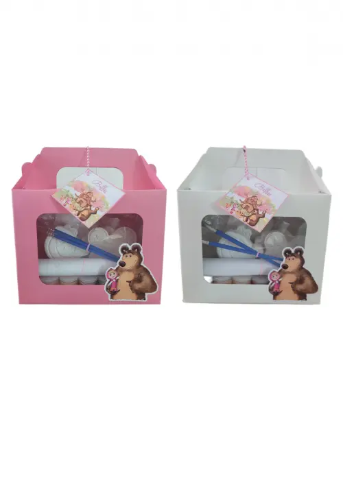 KIT PINTURA EM GESSO PERSONALIZADO MASHA E URSO lembrancinha fest