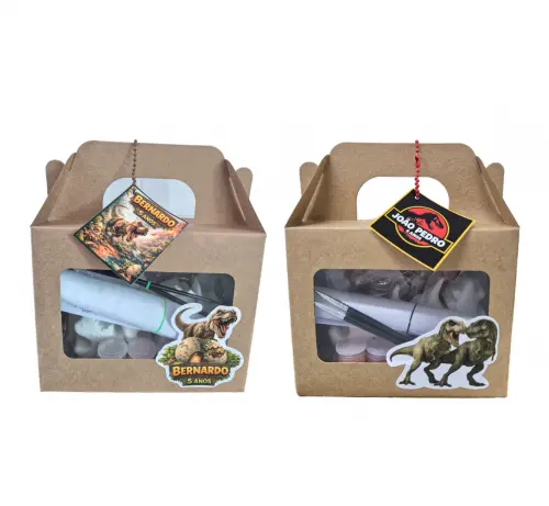 KIT PINTURA EM GESSO PERSONALIZADO DINOSSAURO lembrancinha festa 