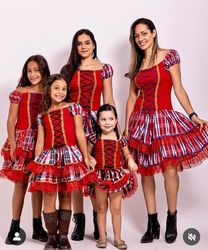 Vestido Caipira Corselete São João Junino Infantil vermelho