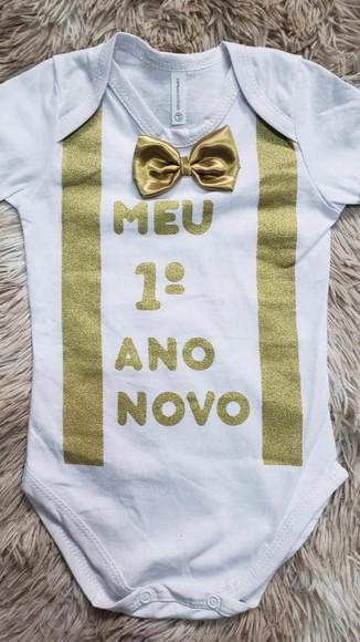Body Ano Novo Bebe Fantasia Mesversario